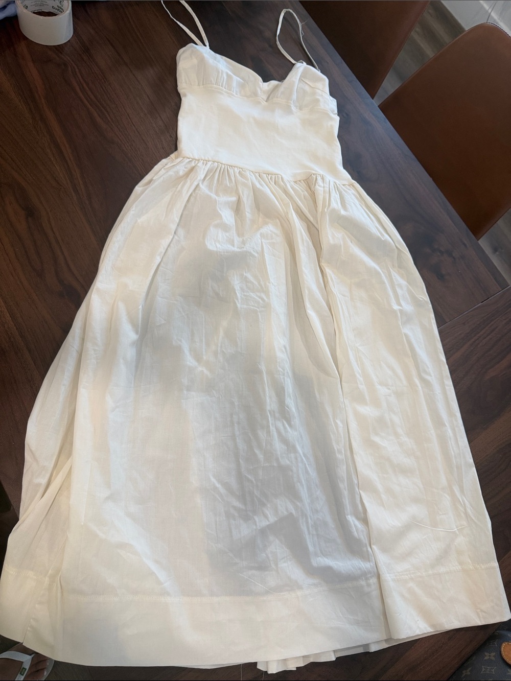 Zara White Spaghetti-Strap Midi Dress